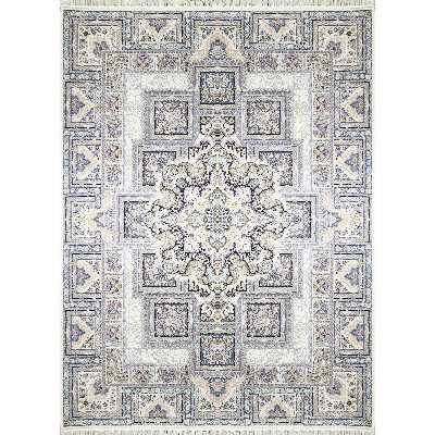 فرش ماشینی زمرد مشهد طرح 22000 زمینه کرم