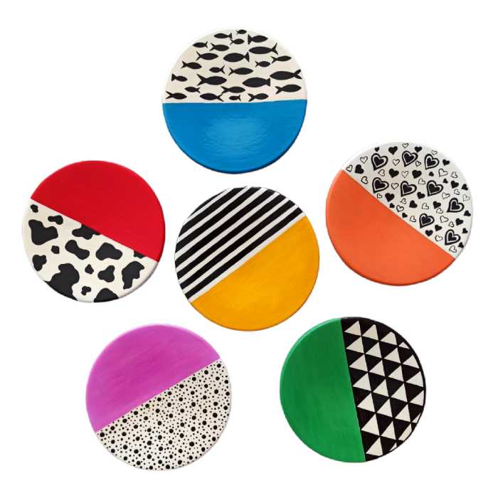 بشقاب دیوارکوب سفالی ماسالند مدل هفت سین عید مجموعه 6 عددی