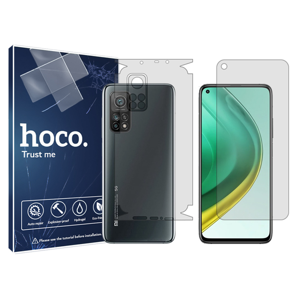 گلس صفحه نمایش و پشت گوشی شیائومی Mi 10T Pro 5G مدل شفاف برند هوکو کد MS