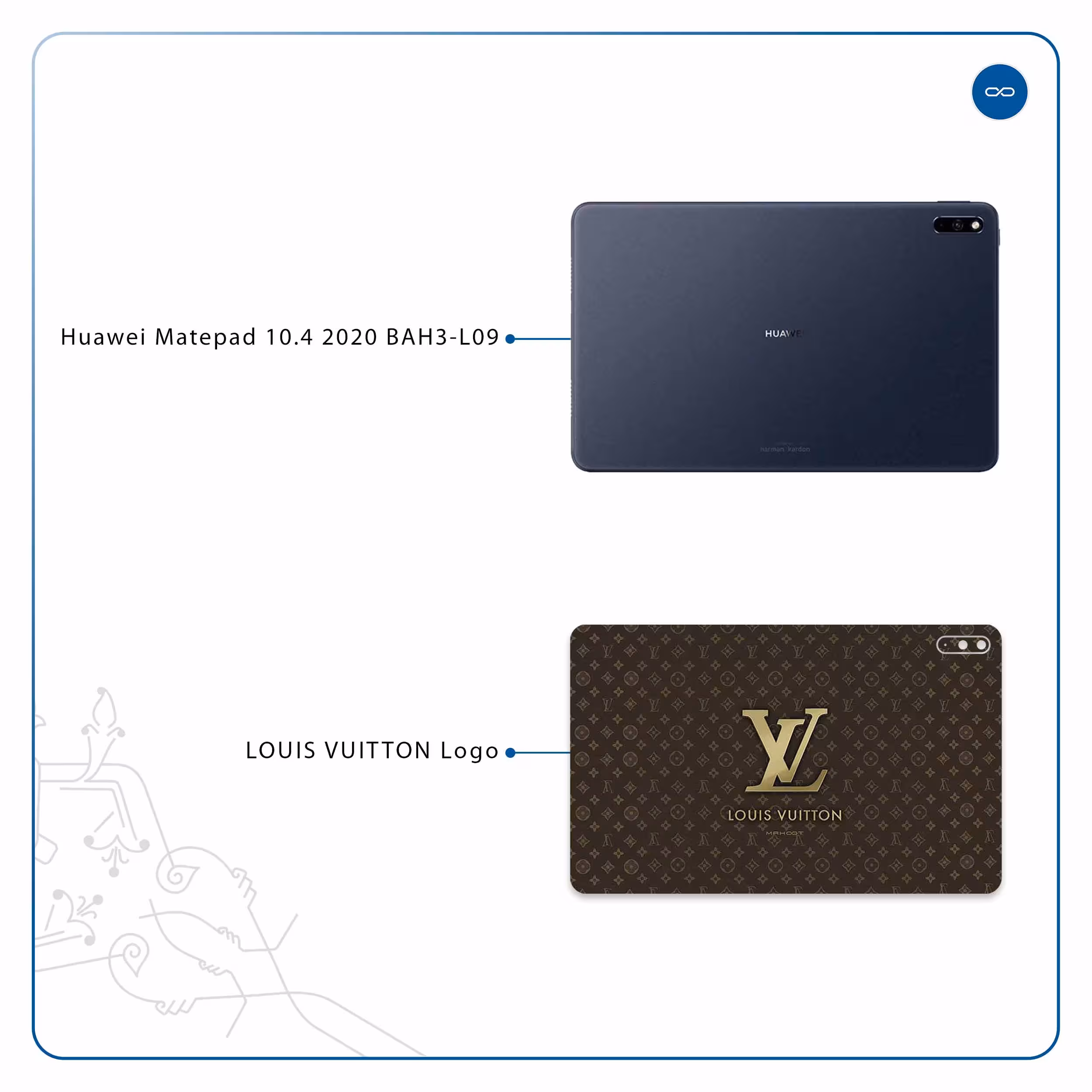 برچسب پوششی ماهوت مدل LOUIS-VUITTON-Logo مناسب برای تبلت هوآوی Matepad 10.4 2020 BAH3-L09