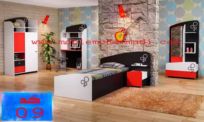 سرویس خواب جوان کد09 شامل تخت /کمد/میز کامپیوتر/میز آرایش