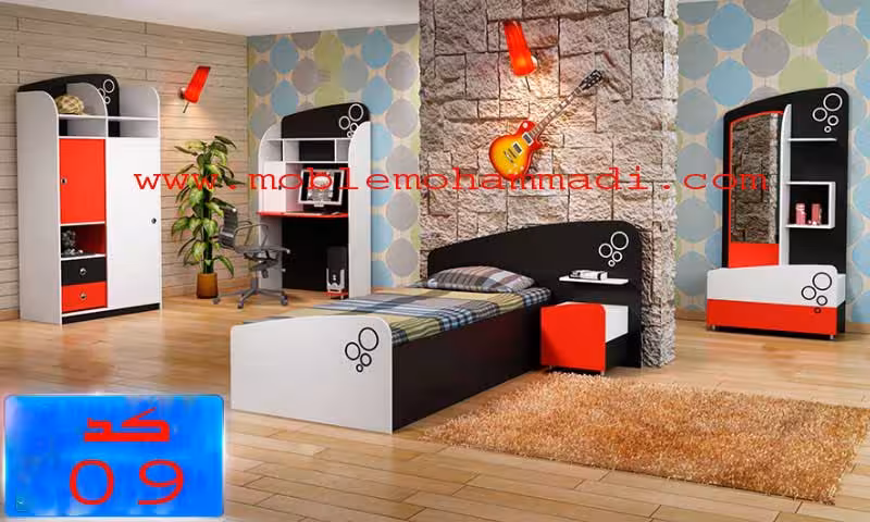 سرویس خواب جوان کد09 شامل تخت /کمد/میز کامپیوتر/میز آرایش