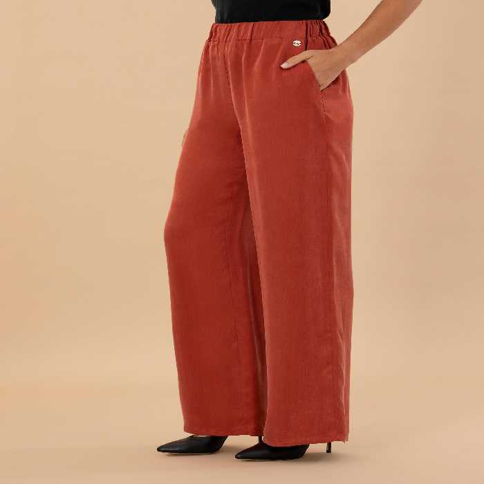 شلوار پارچه ای زنانه آجری پیرکاردین - فروشگاه لباس شهرمون