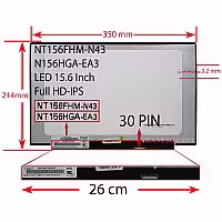ال ای دی لپ تاپ 15.6 BOE-Innolux نازک مات 30 پین FHD-IPS بدون جاپیچ 350x214x3.2mm برد LED 26CM