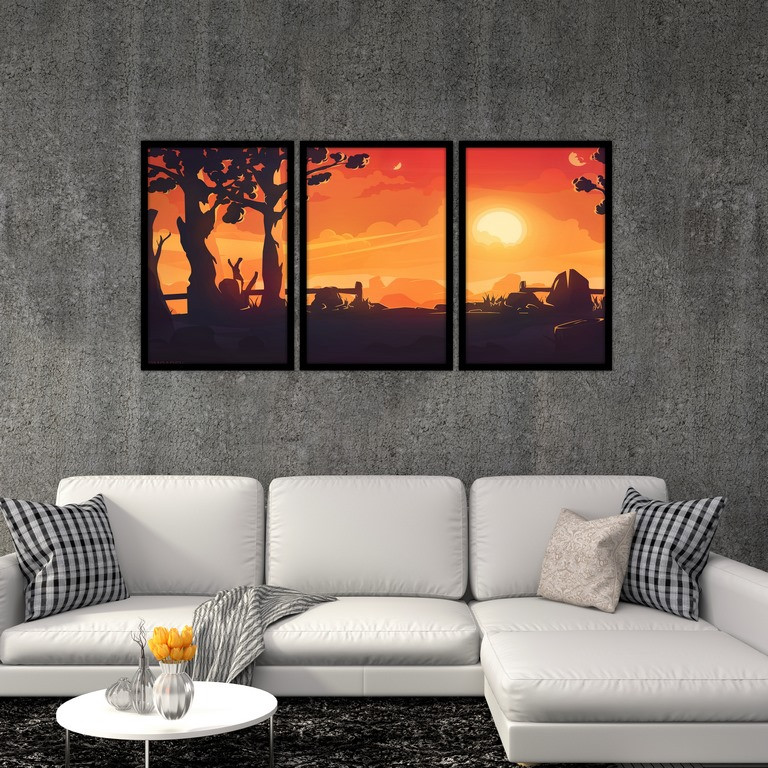 تابلو بکلیت طرح منظره غروب آفتاب مدل B-S4749 مجموعه 3 عددی | دنیای قاب