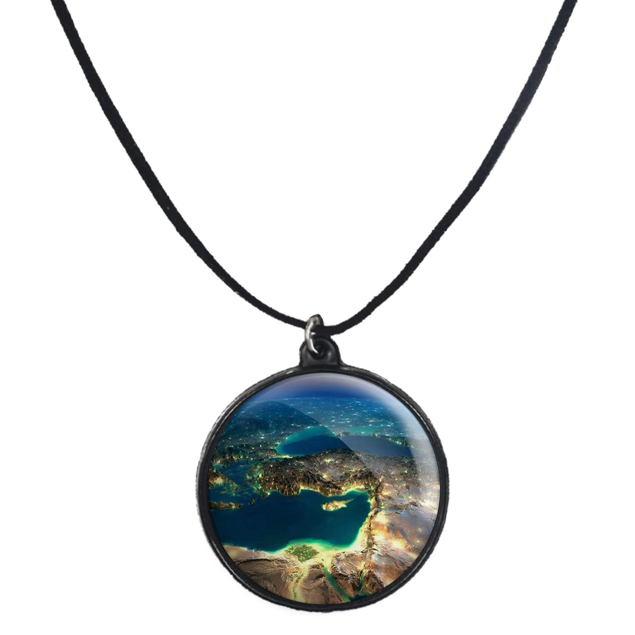 گردنبند پرمانه طرح زمین کد pmb.23518 مدل دو طرفه