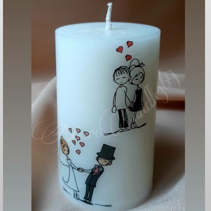 شمع عشاق استوانه ای سفید