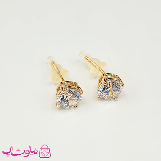 گوشواره دخترانه میخی ژوپینگ طلایی عمده پک 5 عددی کد 649