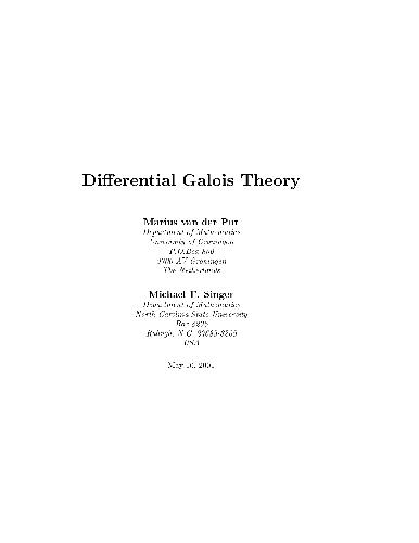 خرید و دانلود نسخه کامل کتاب Differential Galois Theory