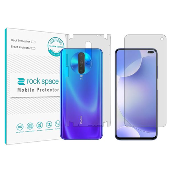 گلس محافظ صفحه نمایش و پشت گوشی شیائومی Redmi K30i مدل نانو هیدروژل شفاف برند راک اسپیس کد MS