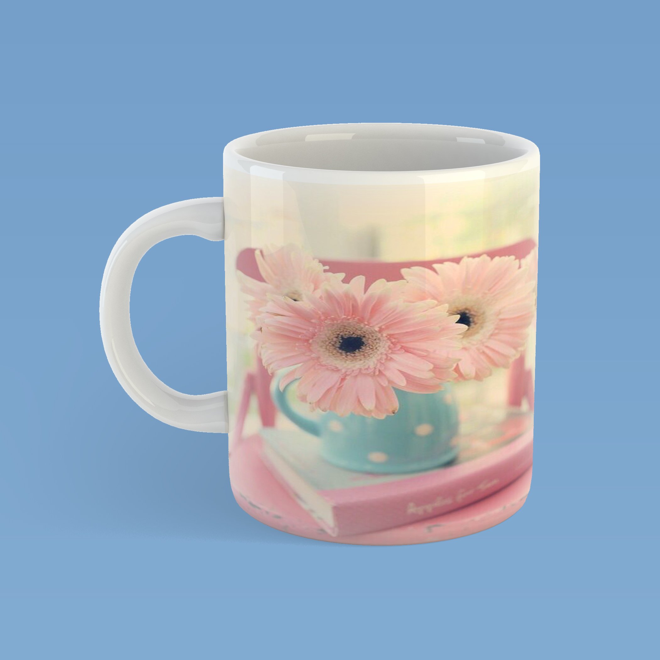 ماگ طرح گل صورتی کد080