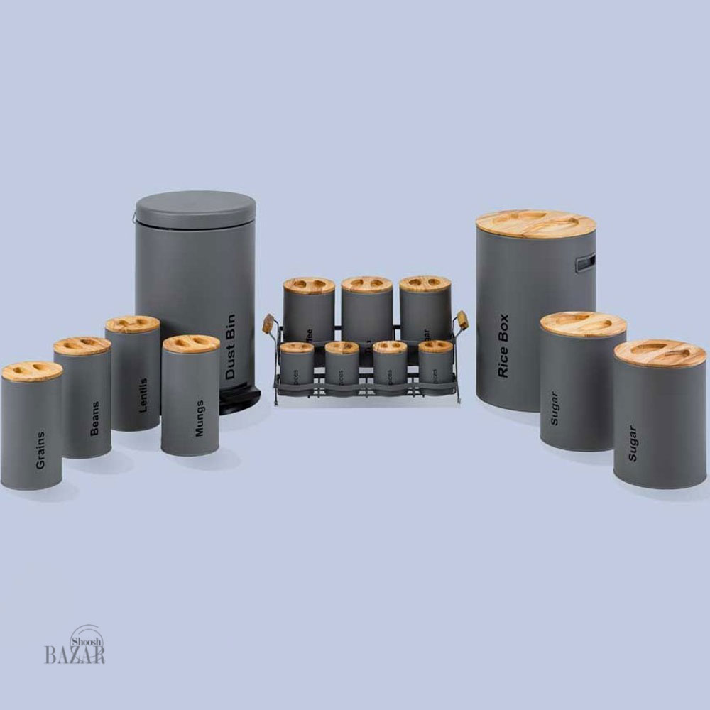 سرویس آشپزخانه 16 پارچه طوسی سنباده ای یونیک کد 8009