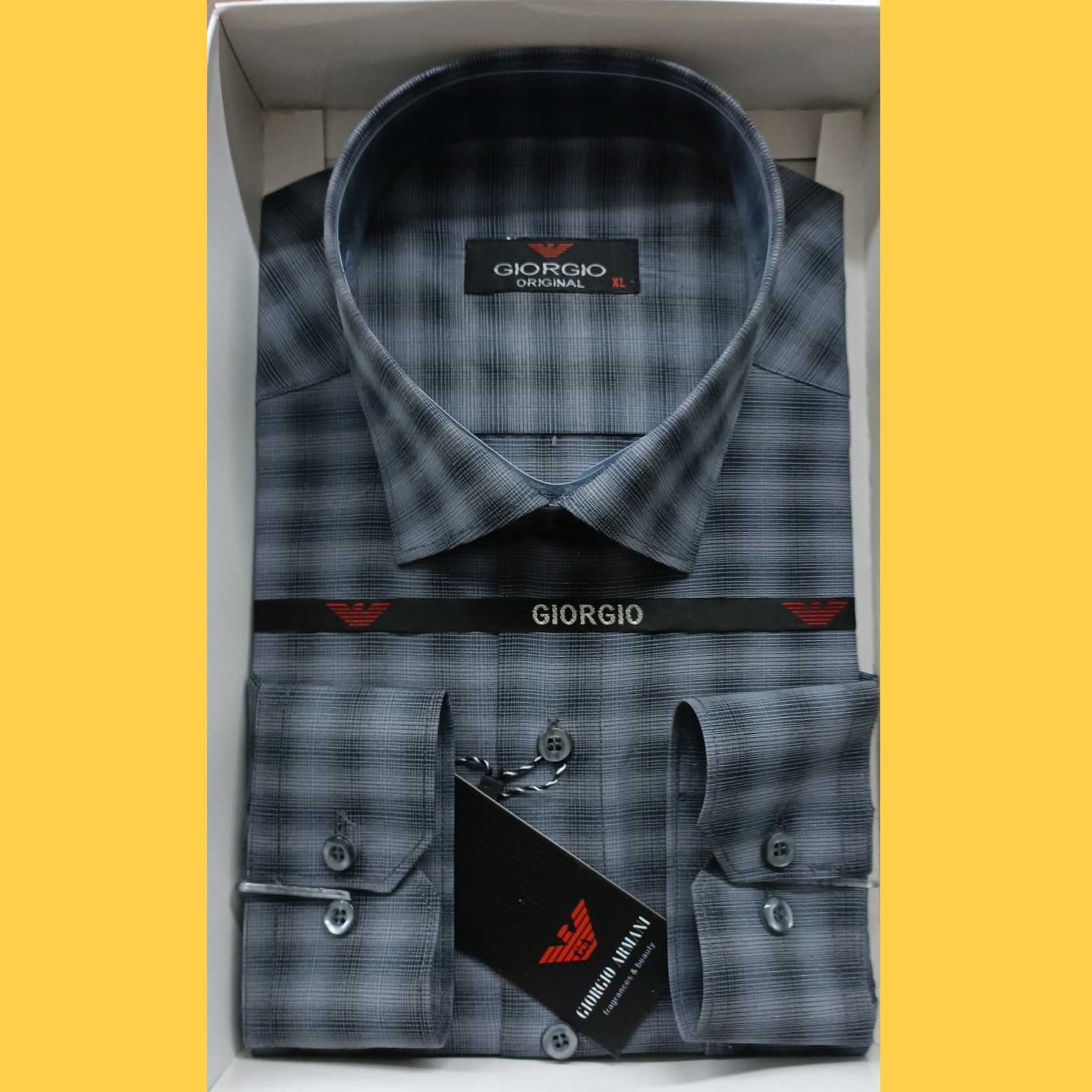 پیراهن چهارخونه زمینه نوک مدادی(XL)کد007
