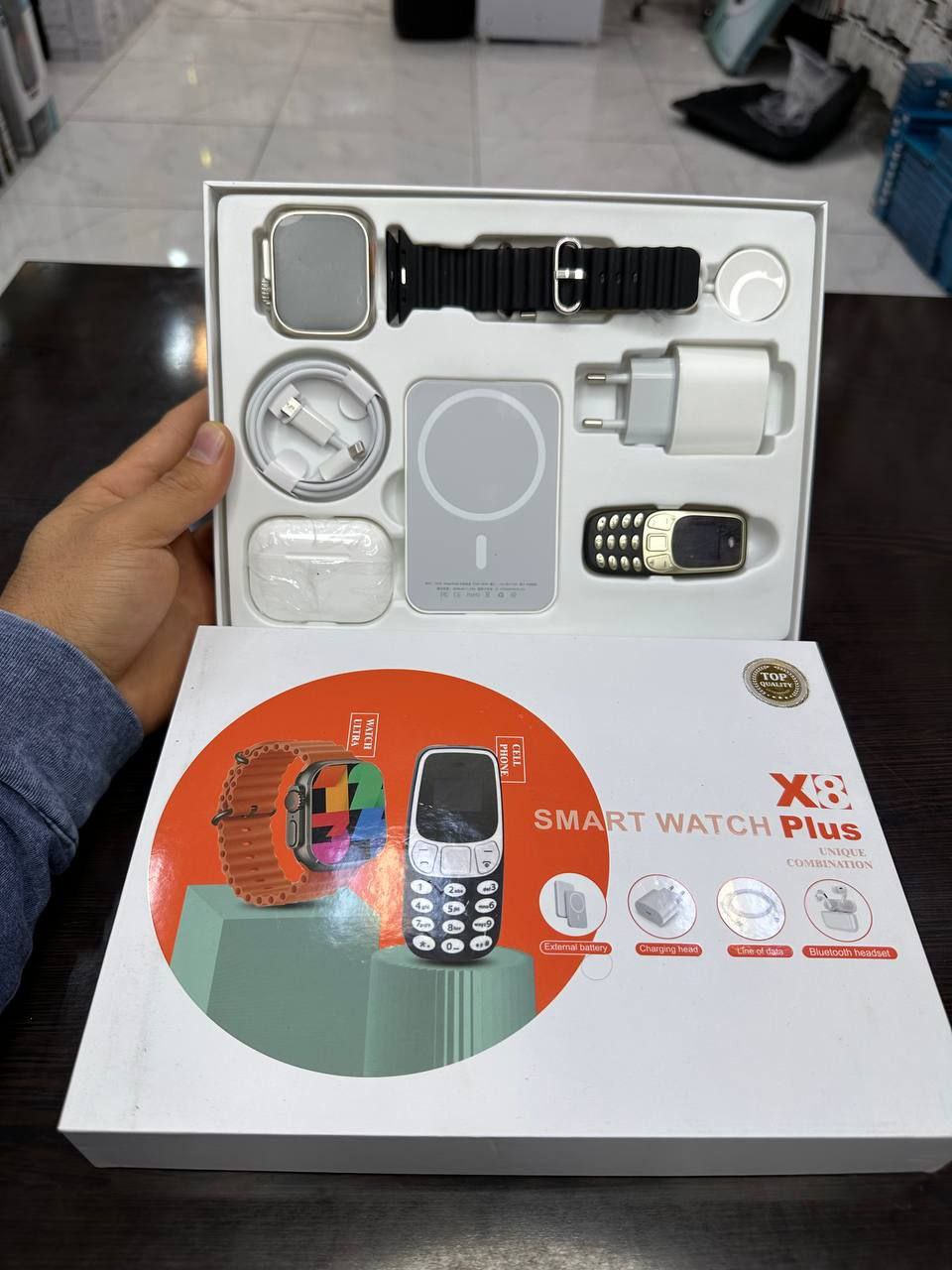 پک مدل X8 PLUS (ساعت هوشمند موبایل مینی ایرپاد پاوربانک)