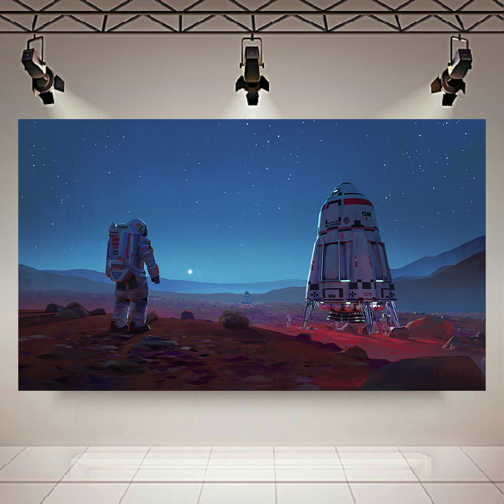 تابلو بوم طرح کهکشان و ستارگان مدل فضانورد و سفینه کد AR6910
