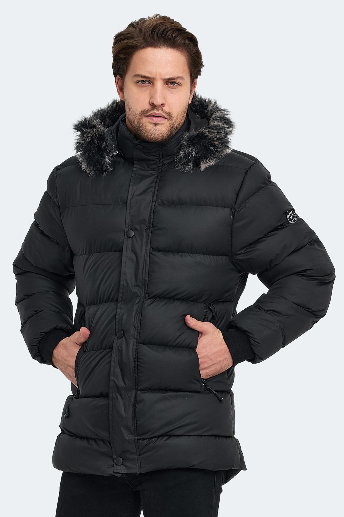 کاپشن مشکی مردانه مانتو Harshal St29je005 اورجینال Slazenger