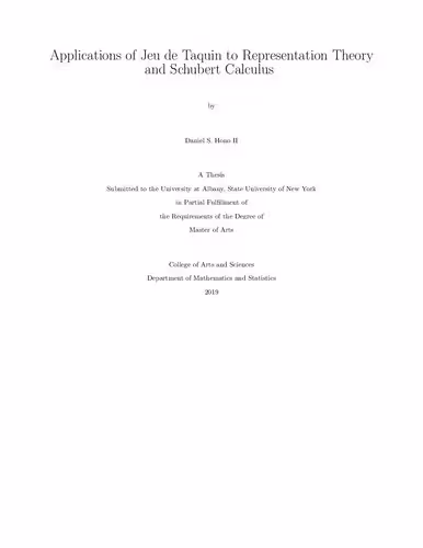 خرید و دانلود نسخه کامل کتاب Applications of Jeu de Taquin to Representation Theory and Schubert Calculus