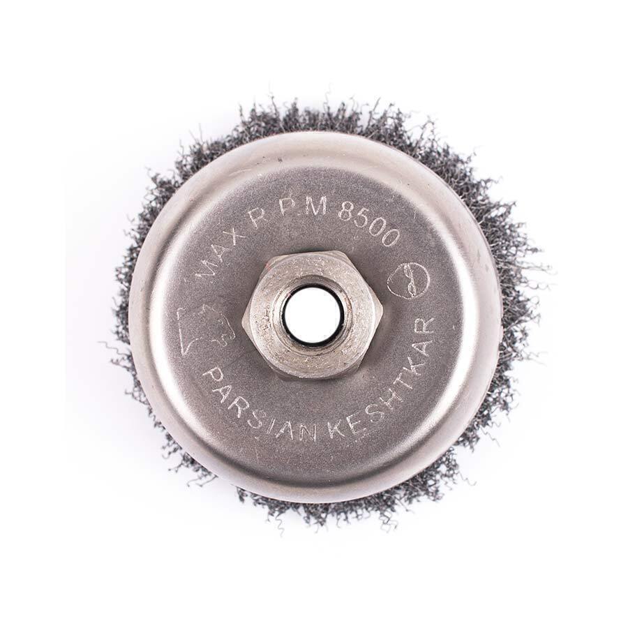 فرچه سیمی کاسه ای افشان سایز 100 پارسیان کشتکار (مخصوص فرز)