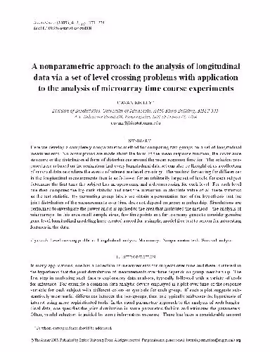 خرید و دانلود نسخه کامل کتاب A nonparametric approach to the analysis of longitudinal data via a set of level crossing problems w