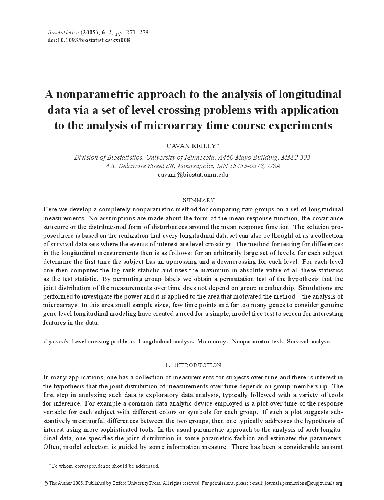 خرید و دانلود نسخه کامل کتاب A nonparametric approach to the analysis of longitudinal data via a set of level crossing problems w