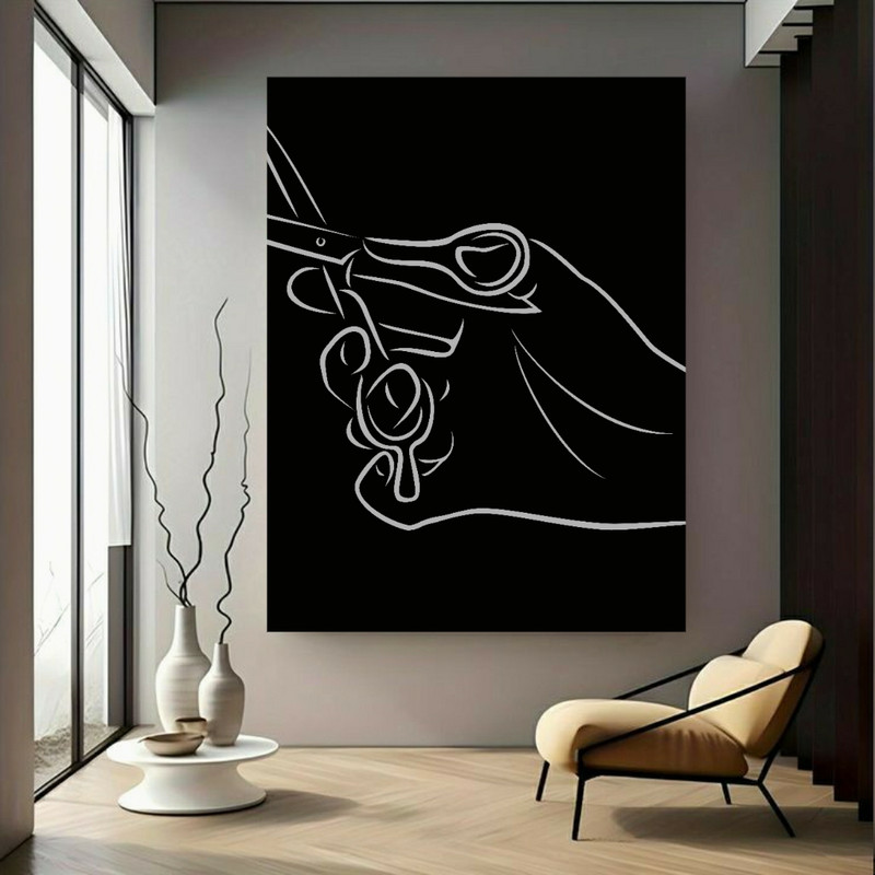 تابلو شاسی طرح شاسی مینیمال قیچی مدل ارایشگاه مردانه BK23023 | دنیای قاب