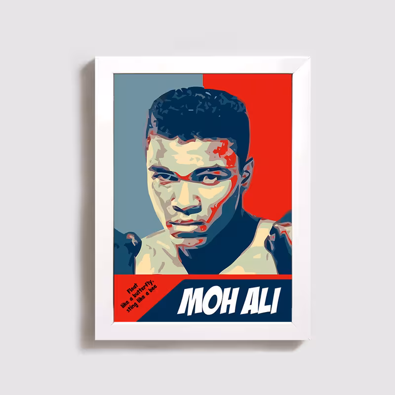 تابلو مدل ورزشی بوکس محمد علی کلی muhammad ali clay W19 | دنیای قاب