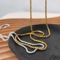 ست دستبند و گردنبند خاویاری نقره ای و طلایی رنگ ثابت