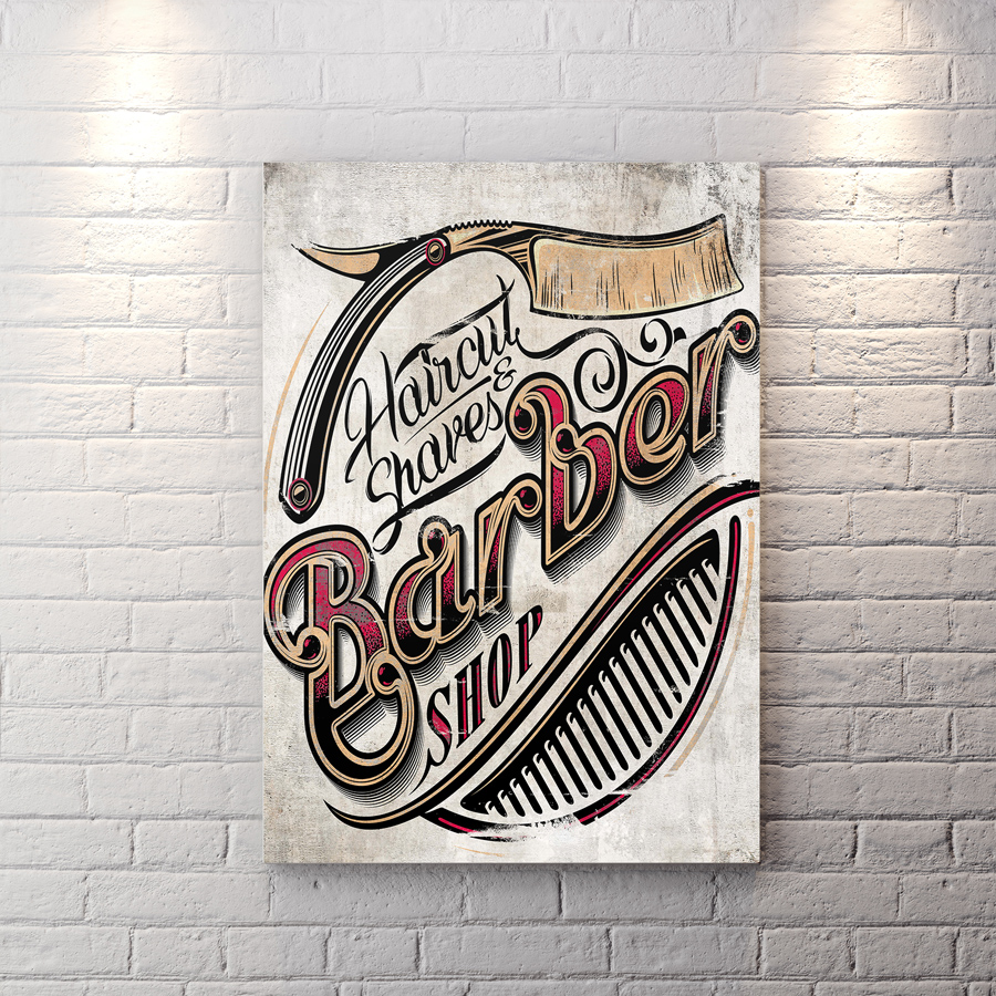 تابلو شاسی آرایشگاه مردانه تایپو گرافی BA-9602