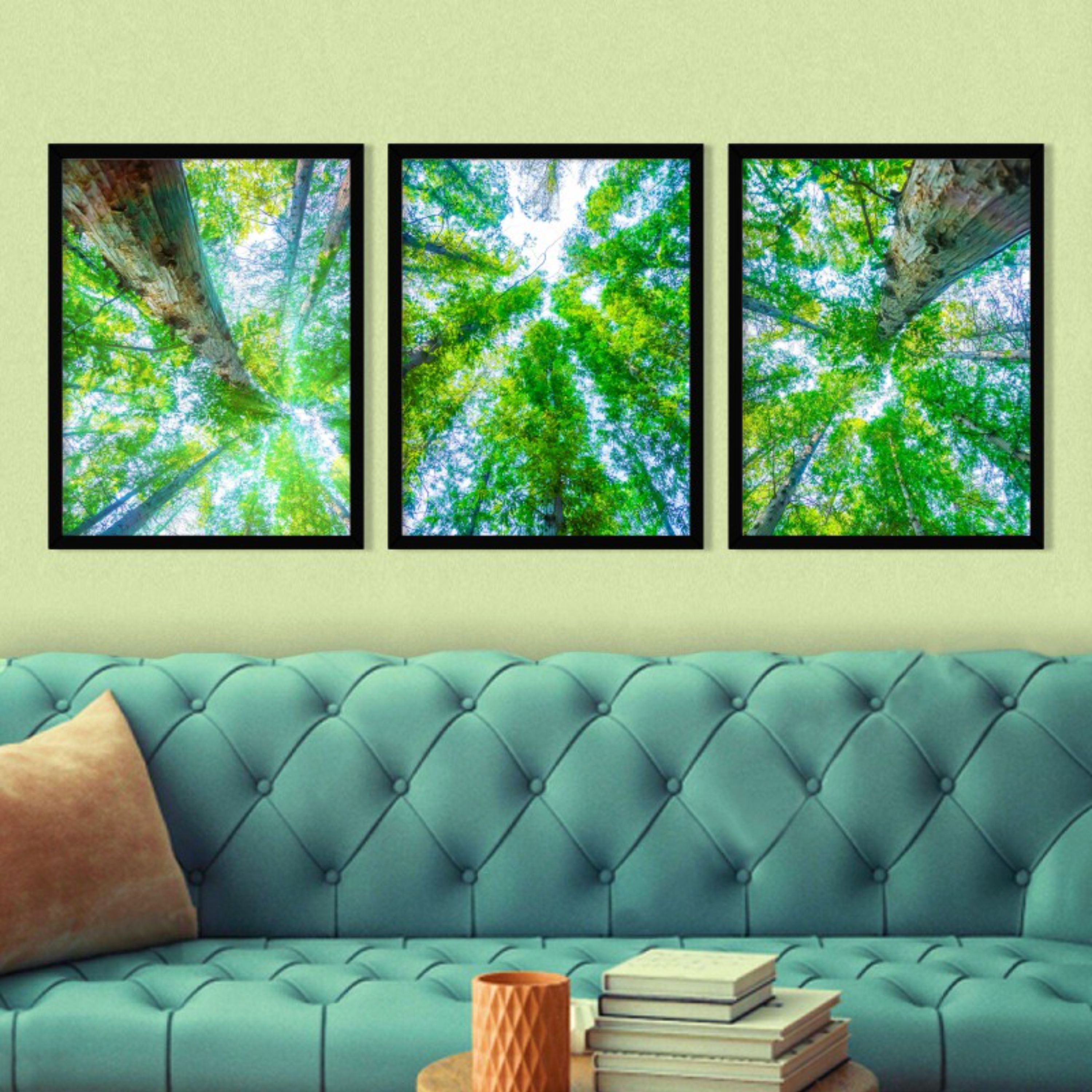 تابلو دکوراتیو درختان جنگلی مجموعه 3 عددی سایز 60 در 40