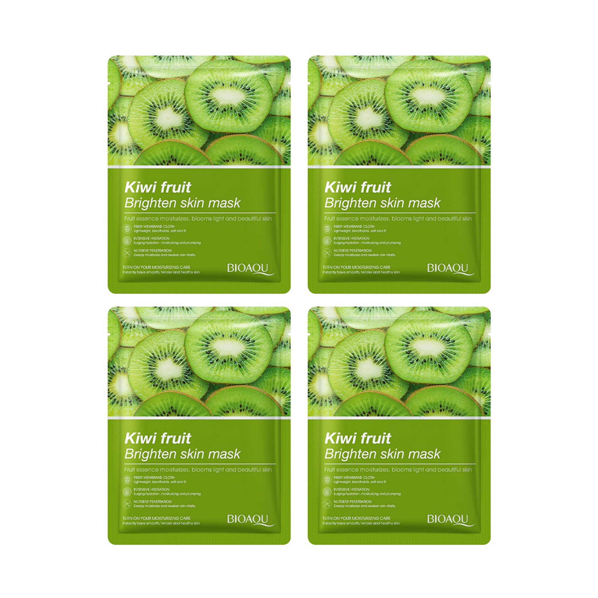 ماسک صورت بایو آکوا مدل کیوی حجم 25 میلی لیتر مجموعه 4 عددی