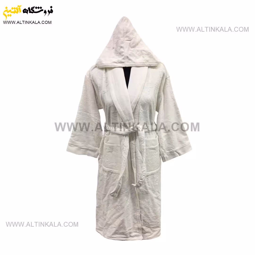 حوله پالتویی برق لامع طرح نیلوفر سفید سایز 125