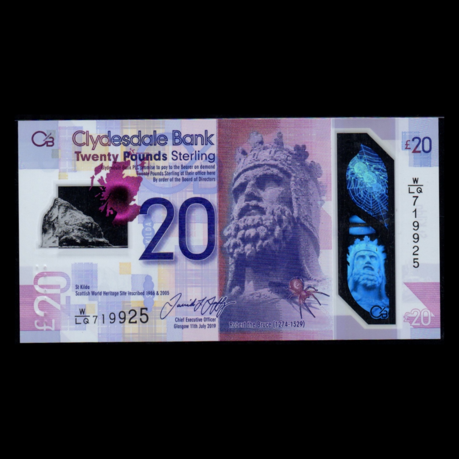 اسکناس تزئینی طرح کشور اسکاتلند مدل 20 پوند با گرید 55