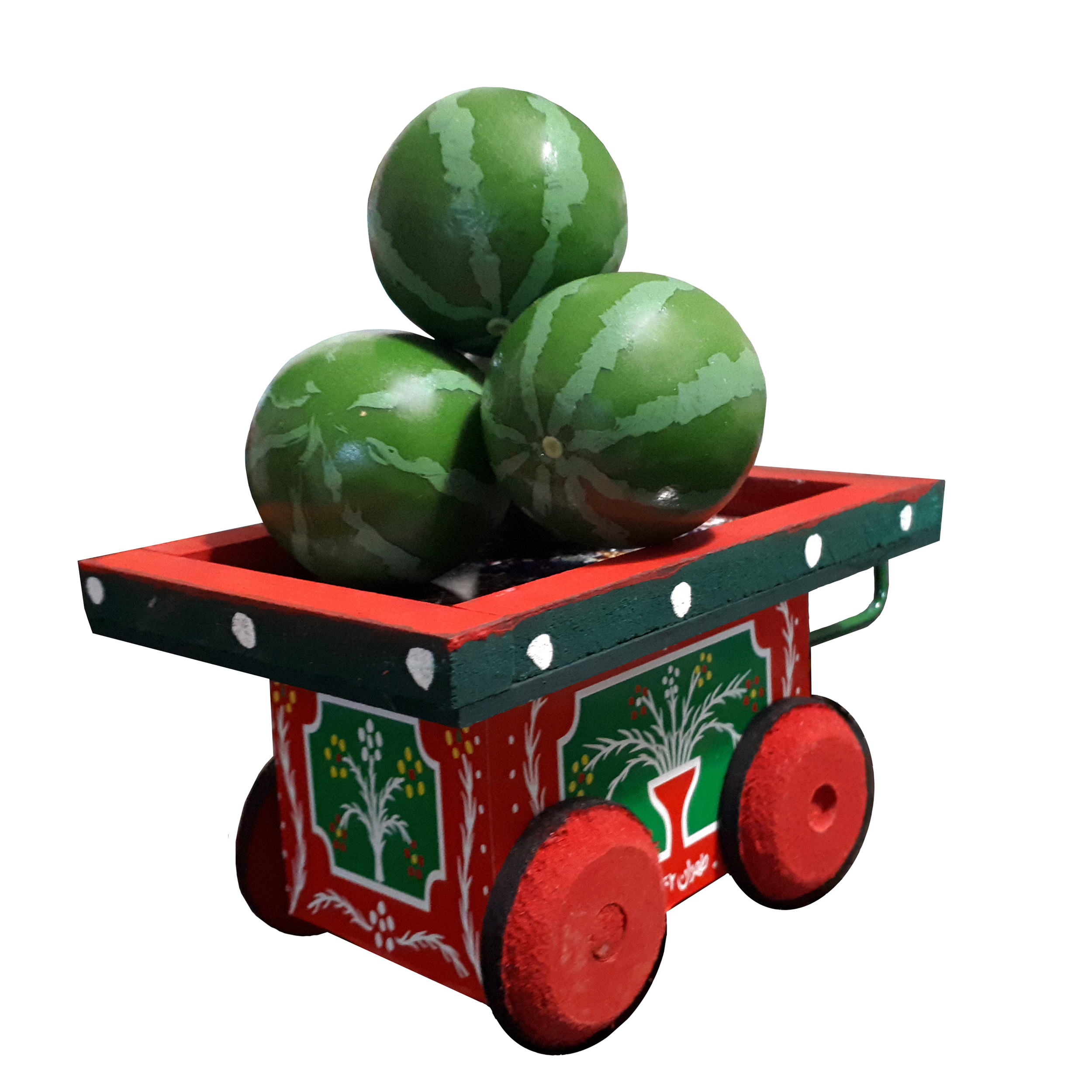 چرخ دستی دکوری مدل یلدا به همراه هندوانه های تزئینی