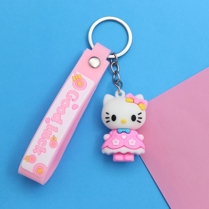 جاکلیدی آویز کیف سیلیکونی کیتی دامن گلی صورتی 32774