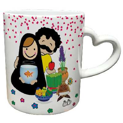 ماگ مدل دسته قلبی طرح عید نوروز کد 53