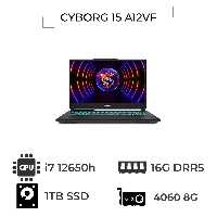 لپ تاپ گیمینگ 15.6 اینچ MSI مدل CYBORG 15 A12VF i7 16gddr5 1tb 4060