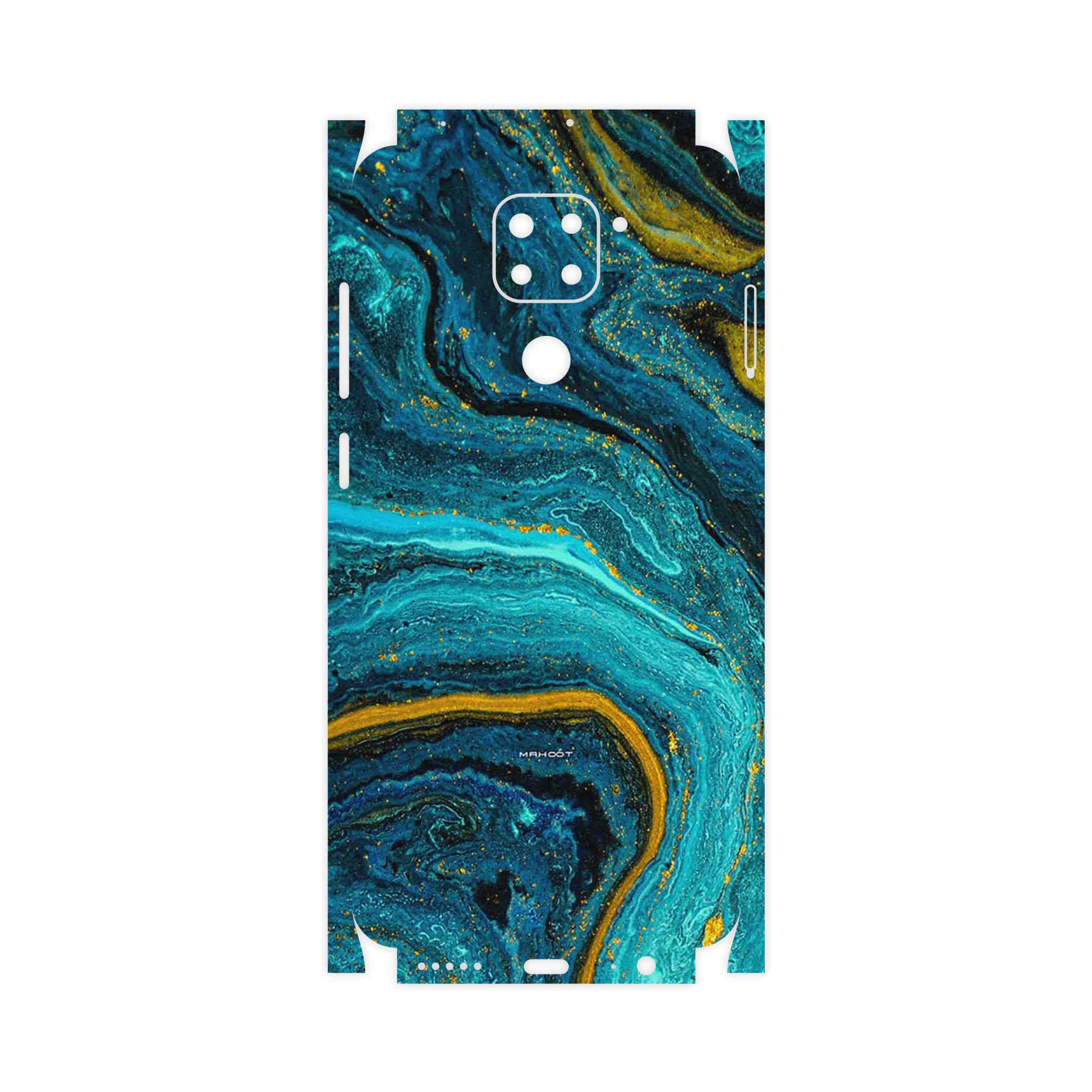 برچسب پوششی ماهوت مدل Turquoise marblewith golden streaks-FullSkin مناسب برای گوشی موبایل شیائومی Redmi 10X