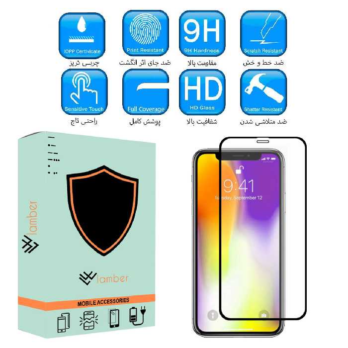 کاور لمبر مدل LAMBLKN-GF-1 مناسب برای گوشی موبایل اپل Iphone X/XS به همراه محافظ صفحه نمایش