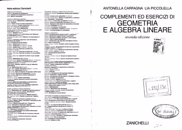 خرید و دانلود نسخه کامل کتاب Complementi ed esercizi di geometria ed algebra lineare