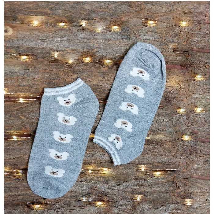 جوراب مچی طرح تدی طوسی کمرنگ دخترونه زنونه و اسپرت