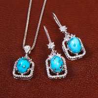 نیم ست فیروزه زنانه کد 26541 - جواهری مشاهیر