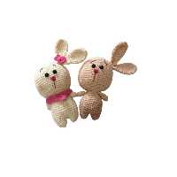 عروسک بافتنی مدل خرگوش های بامزه مجموعه 2 عددی