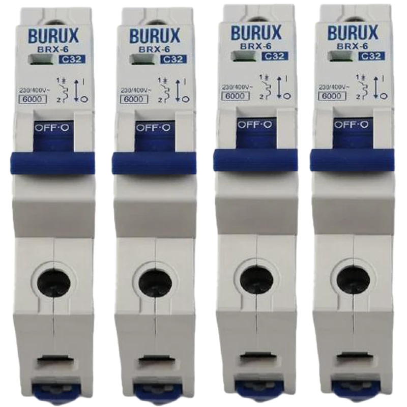 فیوز مینیاتوری تک فاز 32 آمپر بروکس مدل BIG8706 بسته 4 عددی
