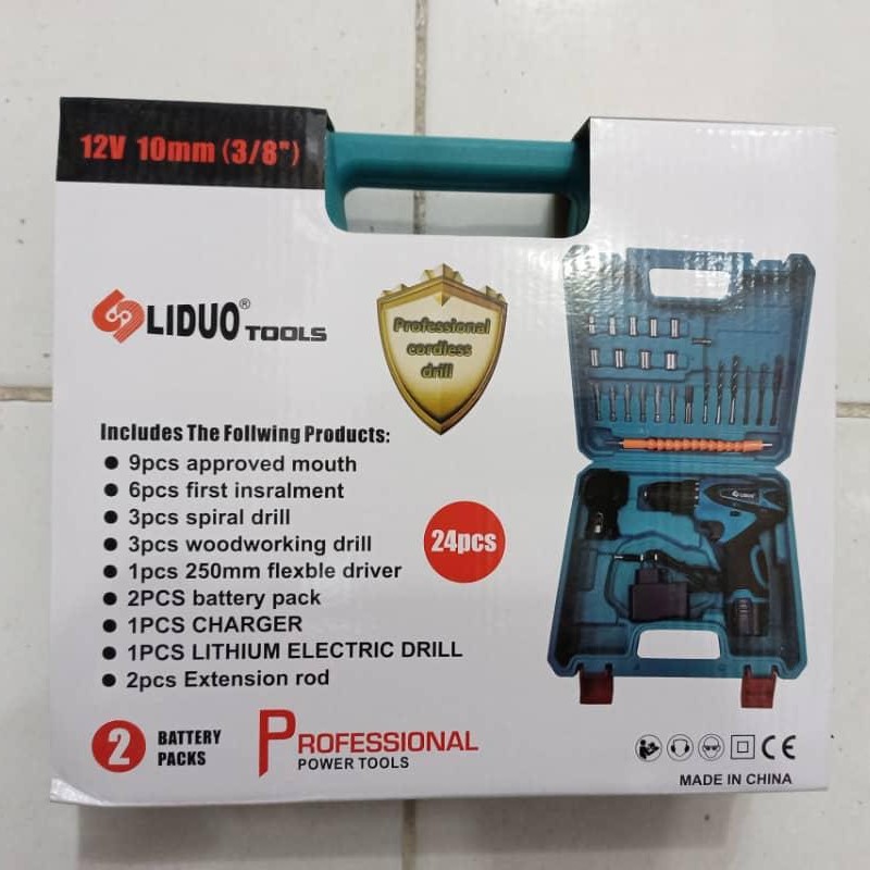 دریل شارژی لیدو  با ابزار