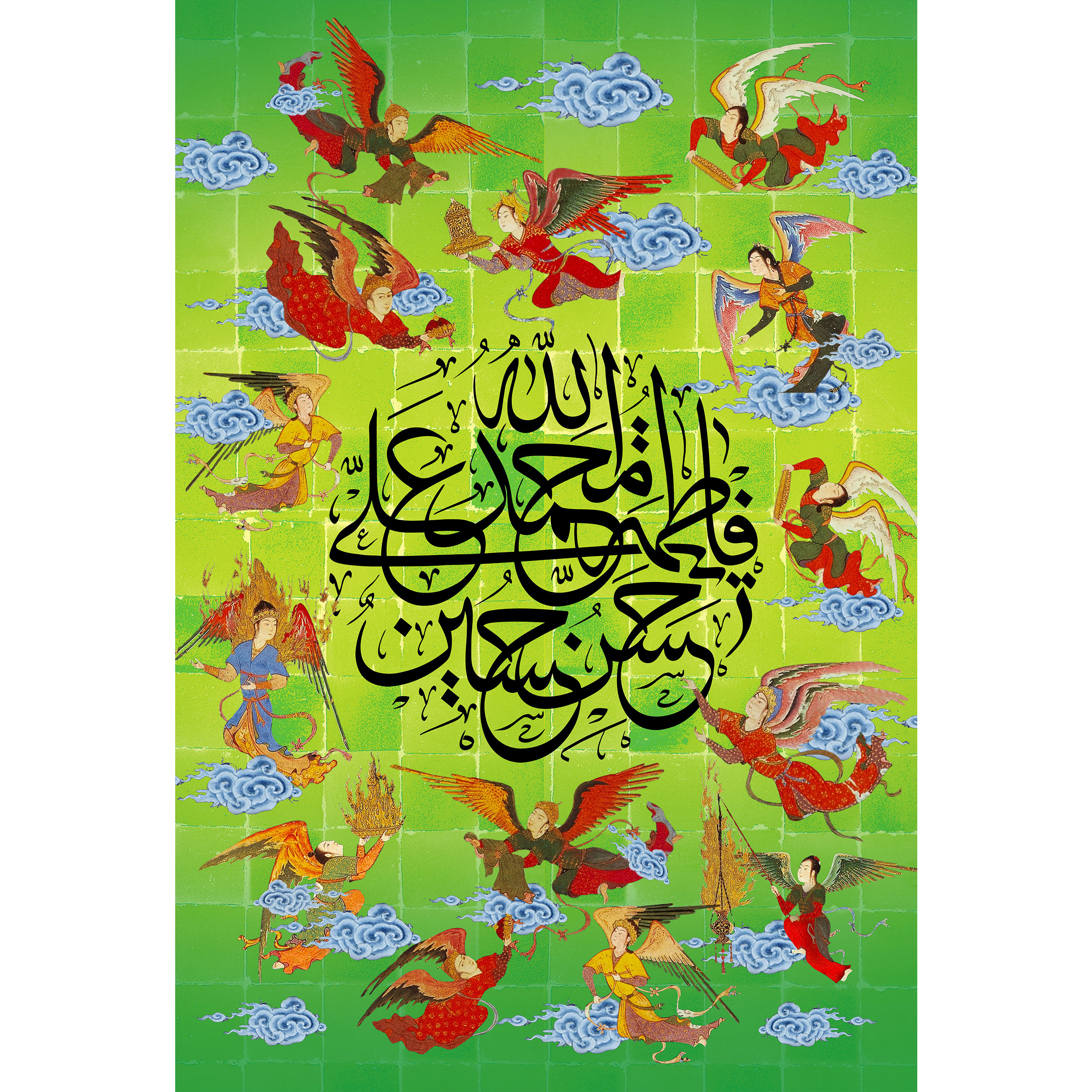 تابلو شاسی مدل پنج تن الله محمد و علی و فاطمه و حسن و حسین T3115