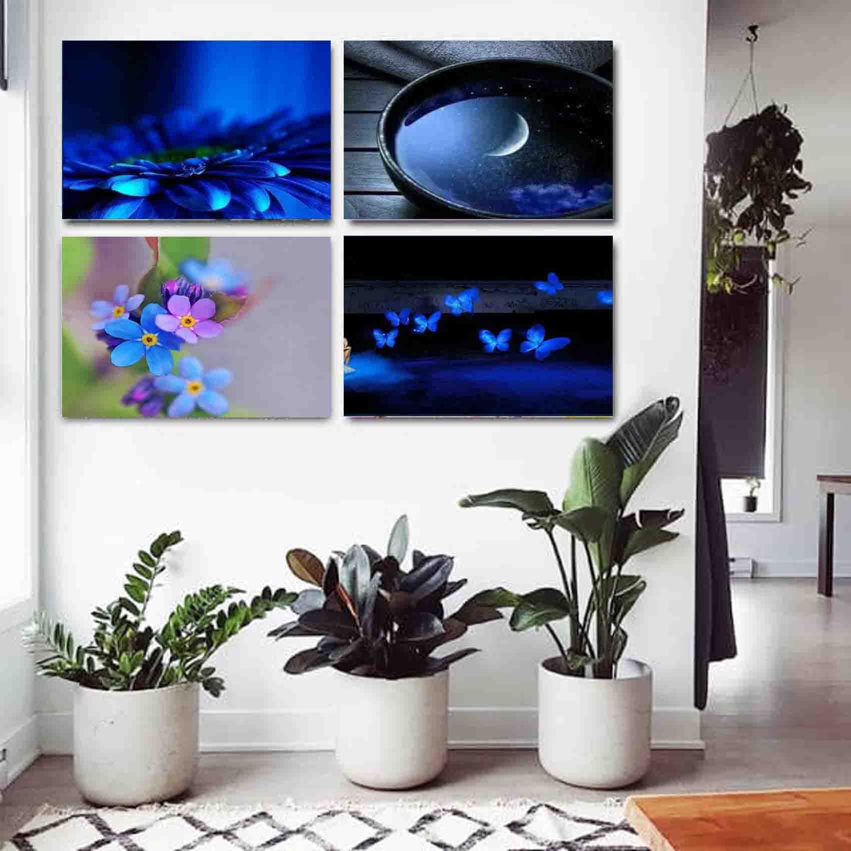 تابلو شاسی طرح گلهای فانتزی مدل 3204 مجموعه چهار عددی  