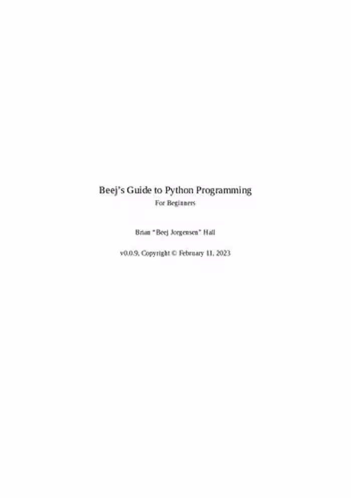 خرید و دانلود نسخه کامل کتاب Beej's Guide to Python Programming: For Beginners