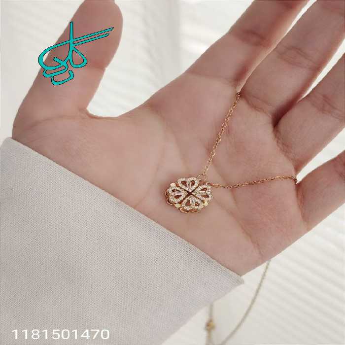 خرید گردنبند استیل رادیوم طلایی رنگ ثابت با کیفیت کد 1515384 - ردگل