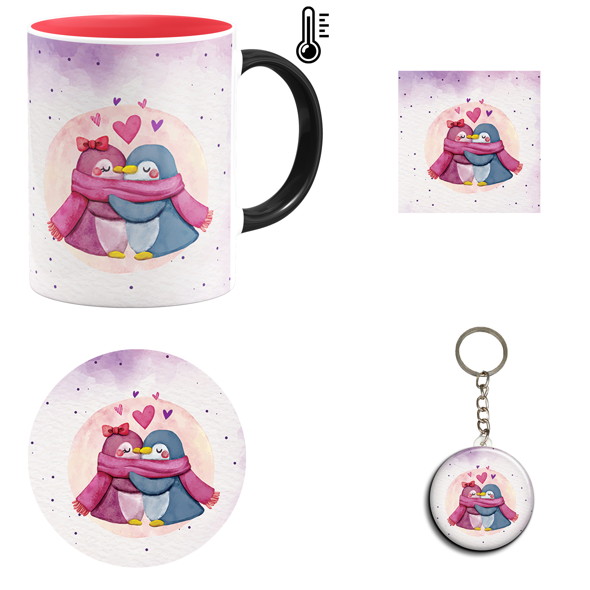 ست هدیه ماگ حرارتی مدل روز عشق طرح عاشقانه کد M76