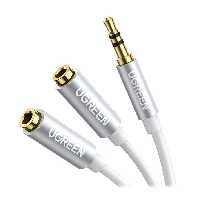 کابل تبدیل اسپلیتر 2 پورت جک 3.5 میلی‌متری یوگرین مدل AV123 طول 0.2 متر